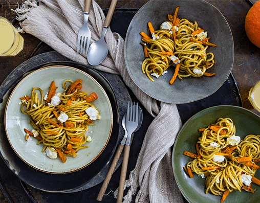 Kürbis-Pasta-mit-Ziegenkäse