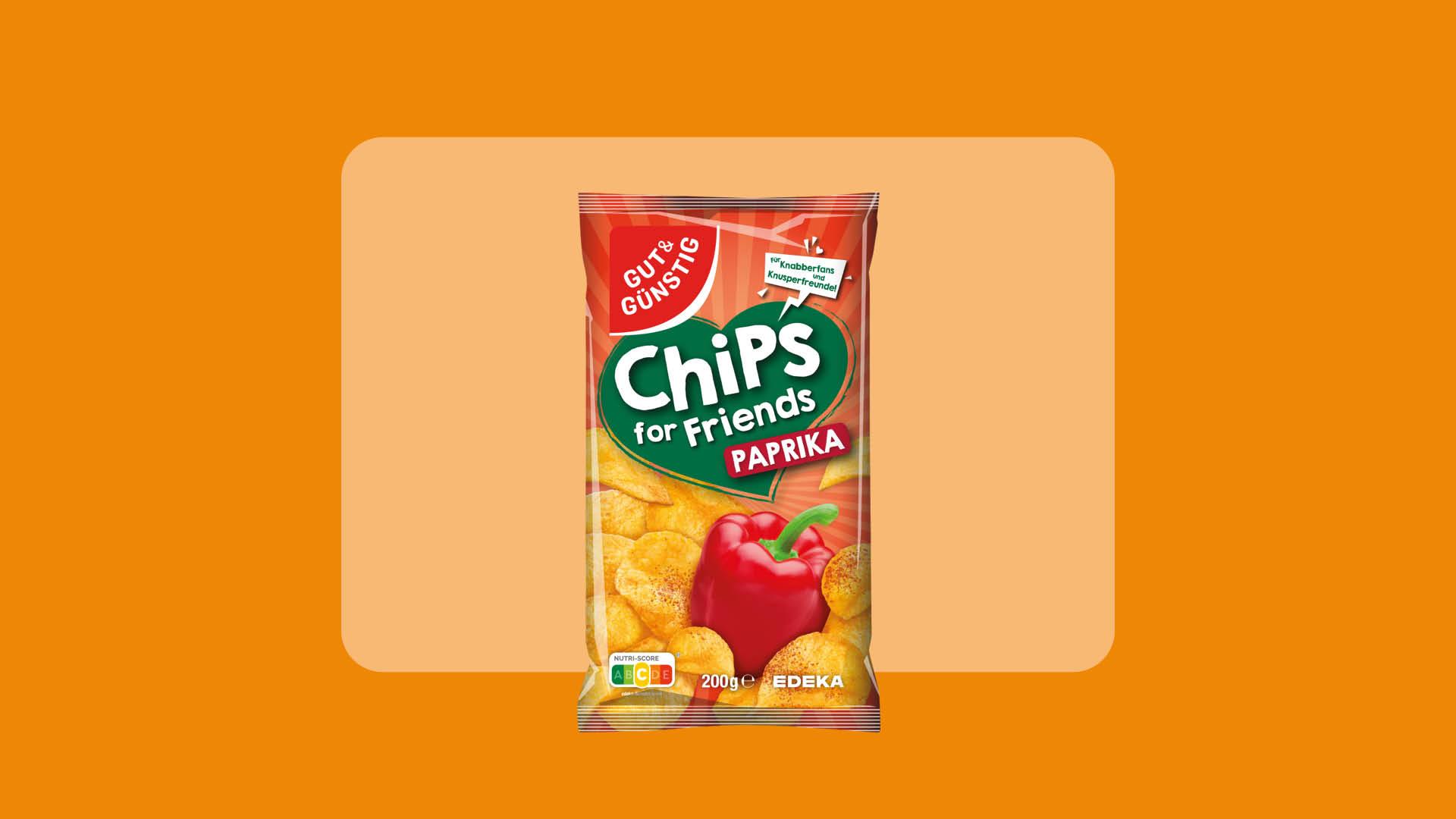 GUT&G&Uuml;NSTIG Kartoffelchips mit Paprika